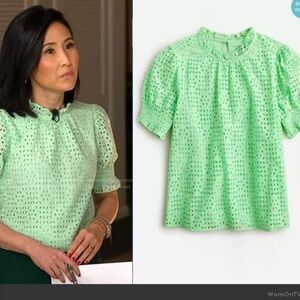 J. Crew Mint Green Eyelet Blouse